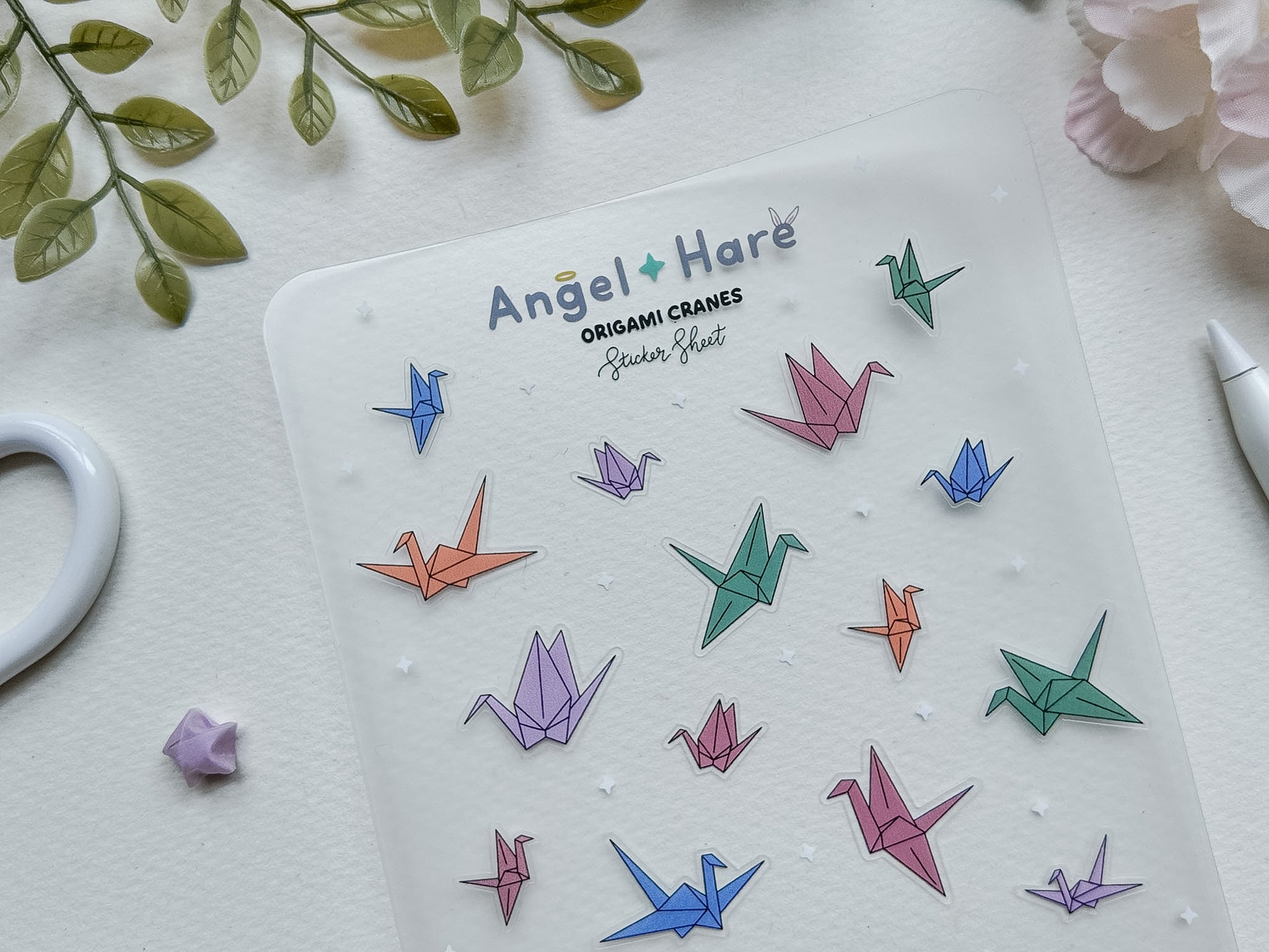 Origami Cranes Waterproof Sticker Sheet