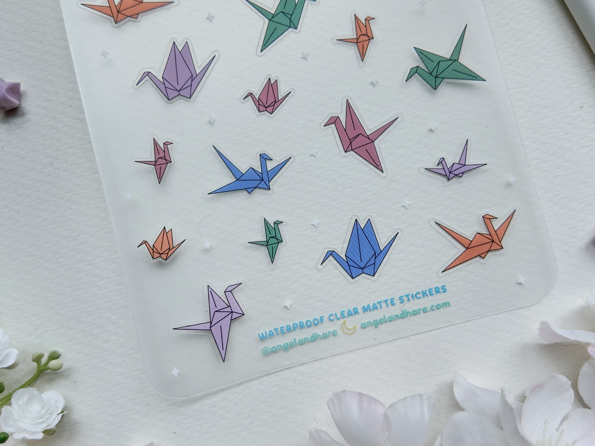 Origami Cranes Waterproof Sticker Sheet