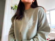 Bunny Crewneck | Oversized Sweatshirt Sage Green Soft Fleece Comfy Jumper Cute Rabbit Angel Bunny Butt Recycled Sustainable Clothing