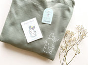 Bunny Crewneck | Oversized Sweatshirt Sage Green Soft Fleece Comfy Jumper Cute Rabbit Angel Bunny Butt Recycled Sustainable Clothing