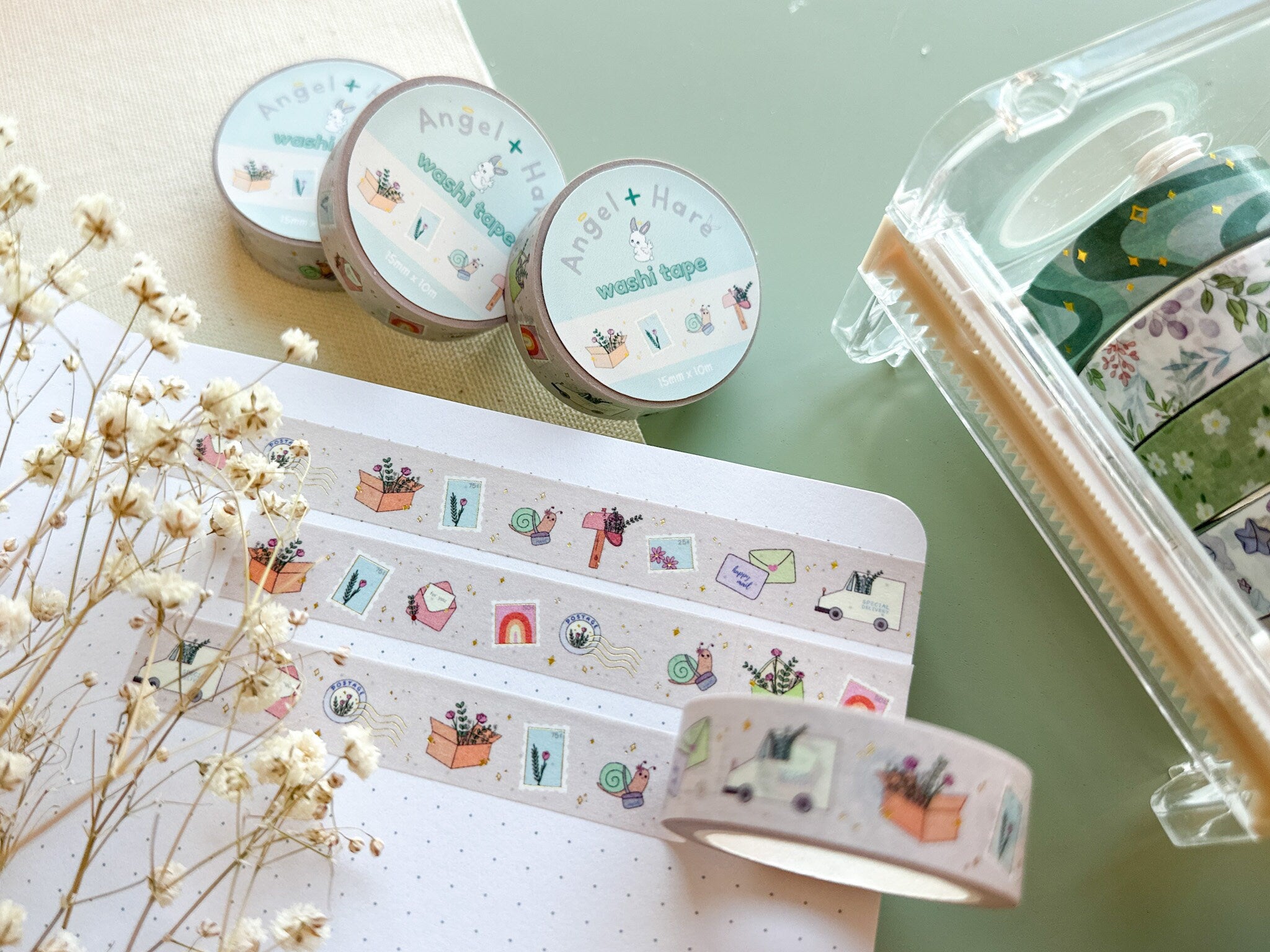 Happy Mail Washi Tape | Gold Foil Journal Washi Tapes Bujo Postage Delivery Letter Mail Cute Sparkle Masking Tape Sticker Planner Deco