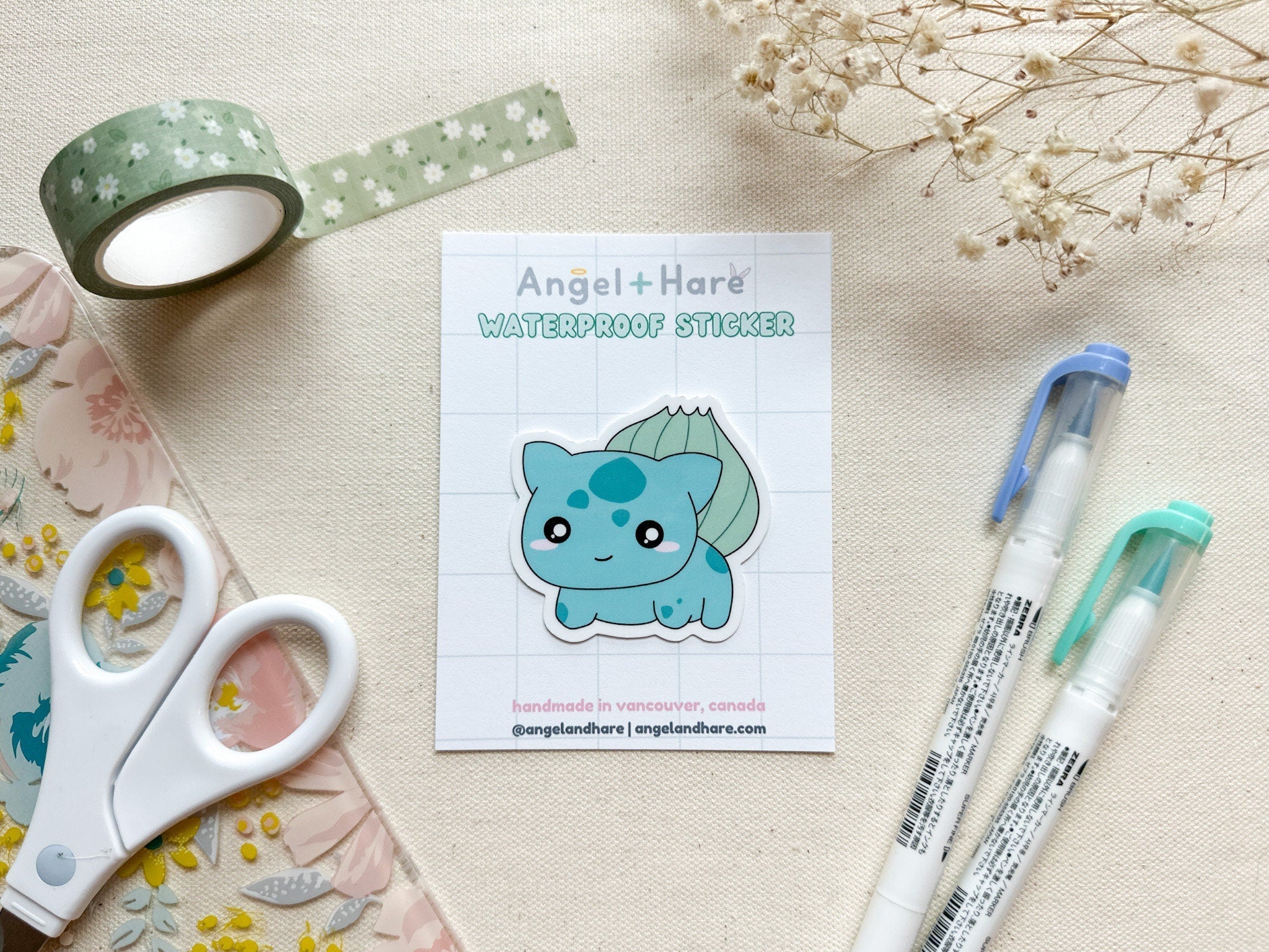 Starter Pack Waterproof Stickers | Japan Anime Vinyl Stickers Set of 4 Poke Pack Starter Bundle Dinosaur Electric Mouse Turtle Drinking Boba