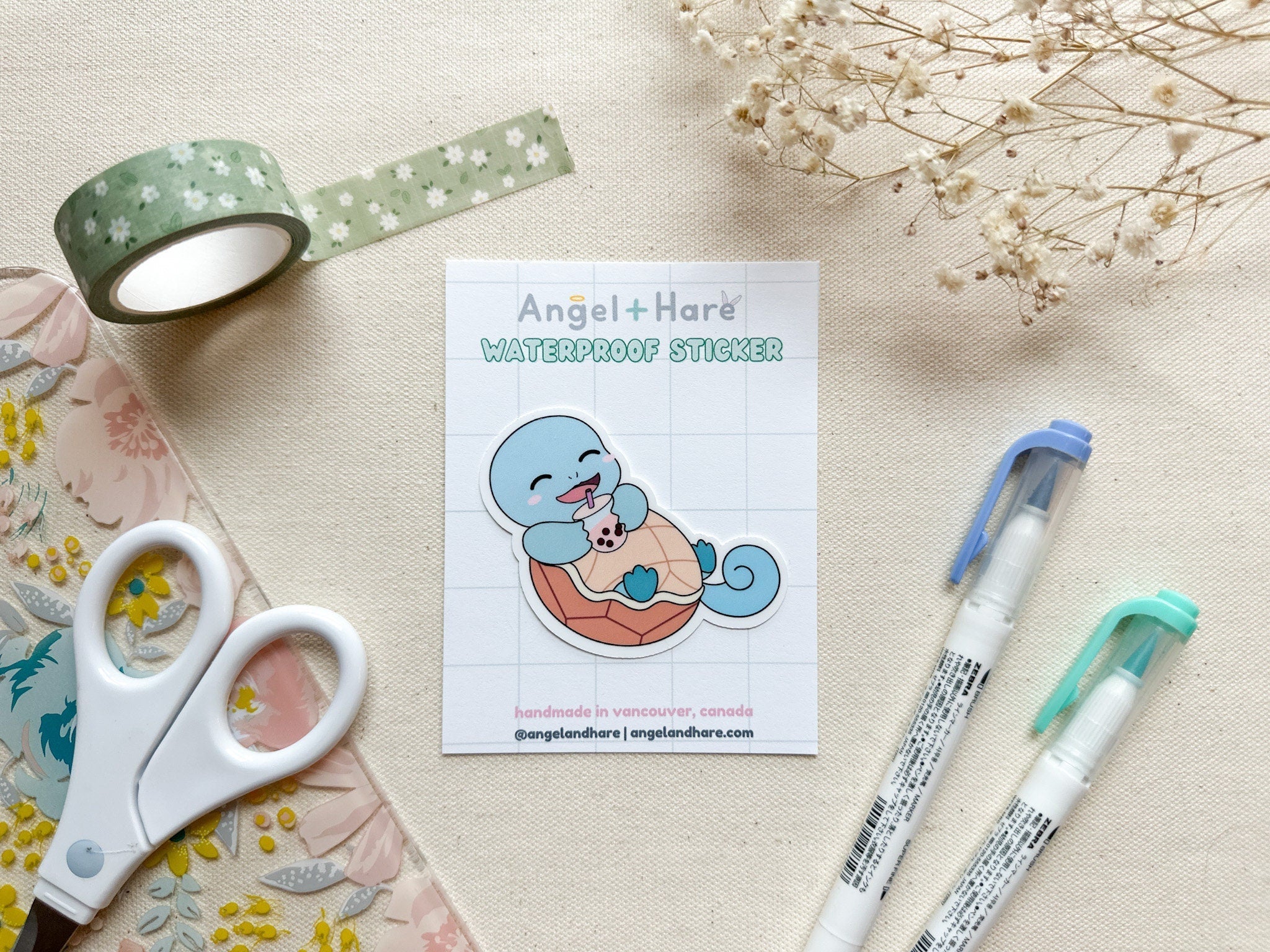 Starter Pack Waterproof Stickers | Japan Anime Vinyl Stickers Set of 4 Poke Pack Starter Bundle Dinosaur Electric Mouse Turtle Drinking Boba