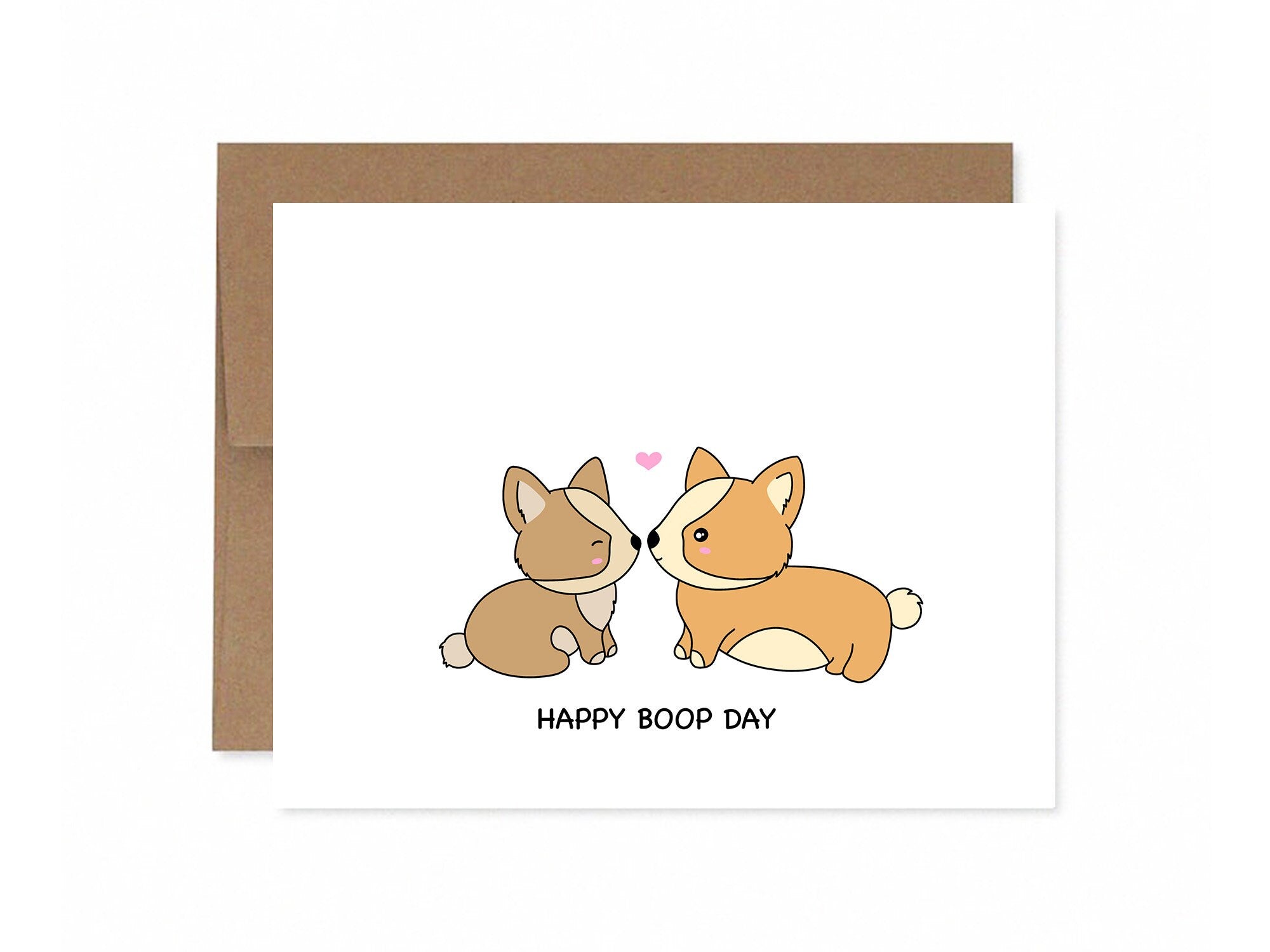 Happy Boop Day | Valentine's Love Card Birthday Cute Corgi Dog Person Anniversary Wedding Gift Funny Greeting Card | Angel + Hare