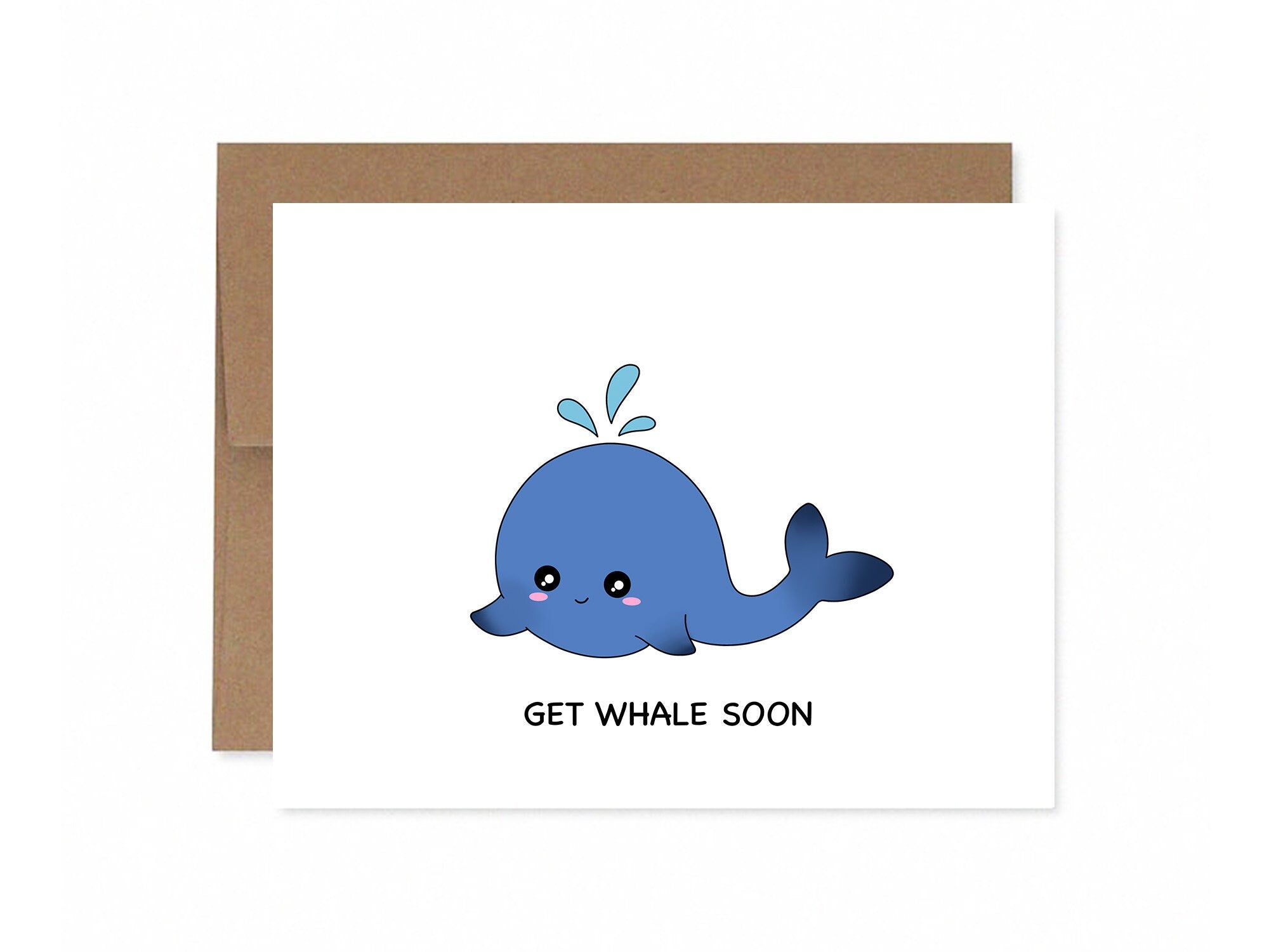 Get Whale Soon | Sympathy Card Get Well Quarantine Social Distancing Corona Card Recovery Cute Animal Lover Greeting Card | Angel + Hare