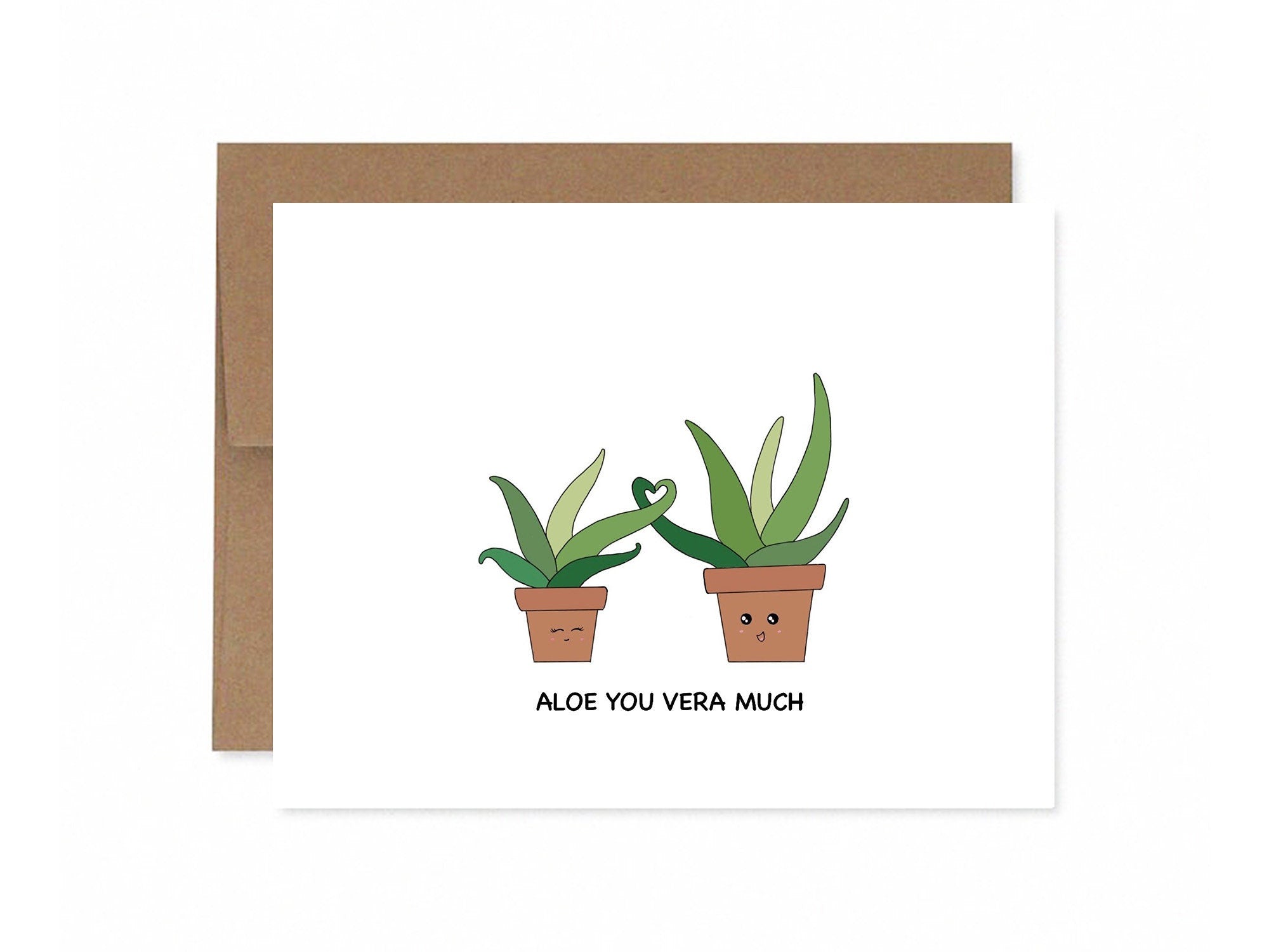 Aloe You Vera Much | Cute Love Card Mother's Day Wedding Card Potted Plants Aloe Vera Housewarming Anniversary Card Cute Pun Greeting Card