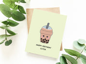 Happy Birthday Cutea | Bubble Tea Birthday Card Boba Drink Milk Tea Pearls Cute Funny Greeting Card Kawaii Foodie | Angel + Hare