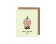 Happy Birthday Cutea | Bubble Tea Birthday Card Boba Drink Milk Tea Pearls Cute Funny Greeting Card Kawaii Foodie | Angel + Hare