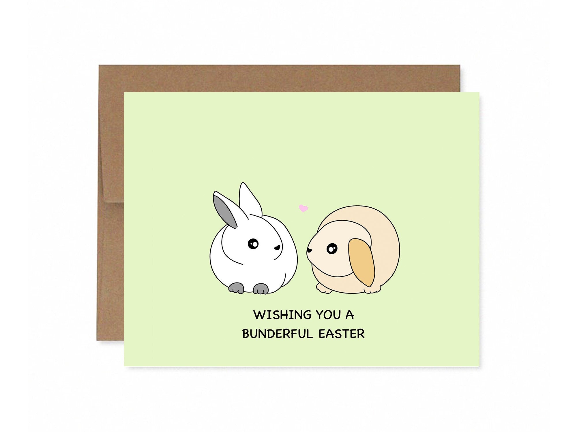 Wishing You A Bunderful Easter | Bunny Easter Card Cute Rabbit Punny Happy Easter Bunny Rabbit Gift Spring Holiday | Angel + Hare