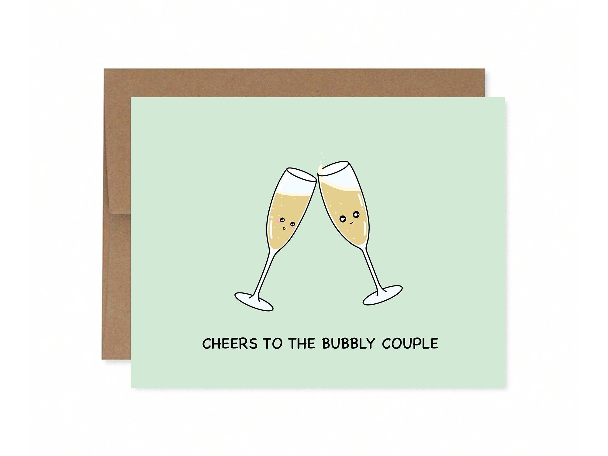 Cheers To The Bubbly Couple | Wedding Card Anniversary Engagement Gift Champagne Toast New Baby Housewarming Celebration | Angel + Hare