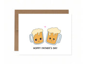 Hoppy Father's Day | Beer Themed Fathers Day Card Gift For Dad And Grandpa Papa Cute Beer Mugs Cheers | Angel + Hare