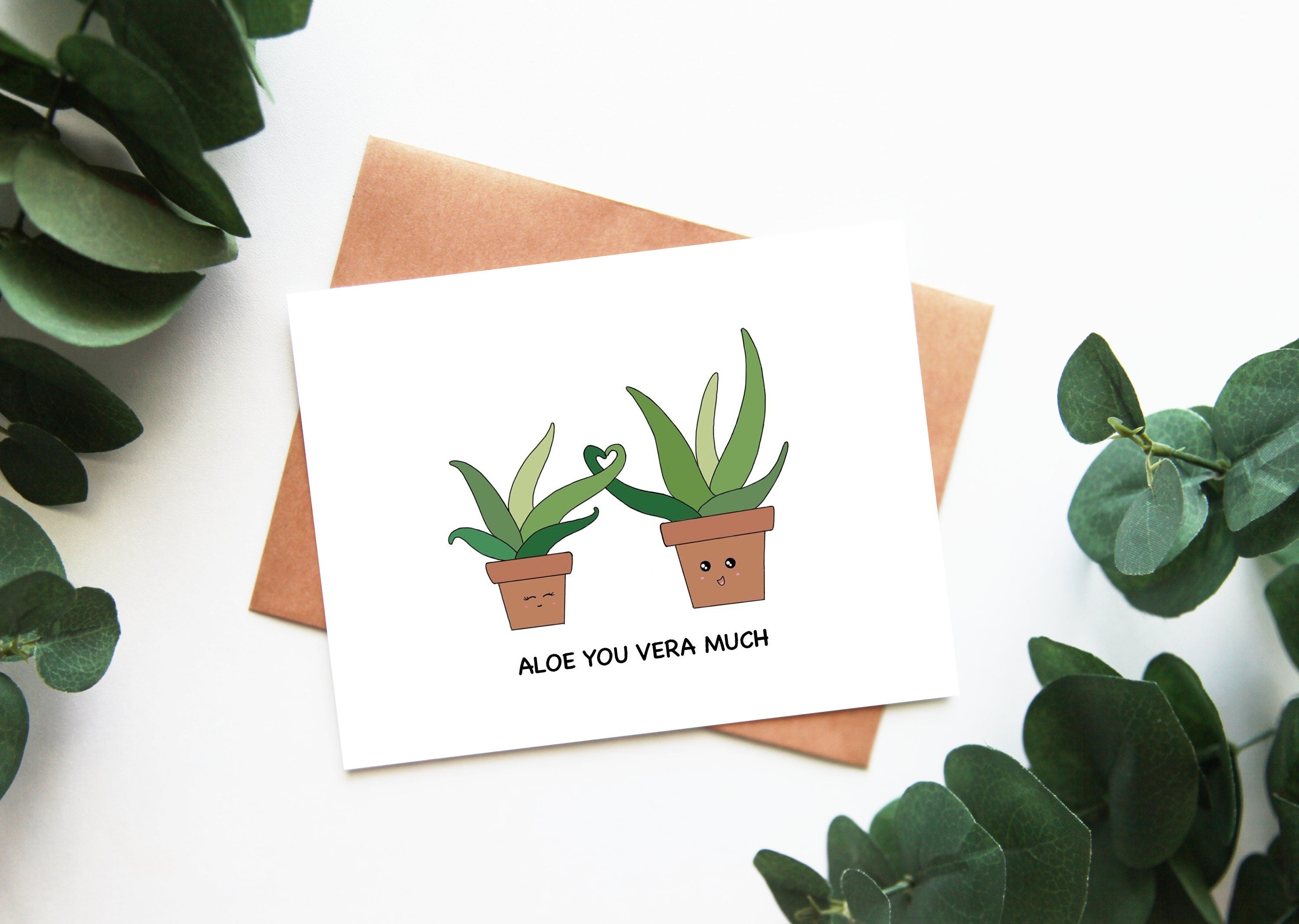 Aloe You Vera Much | Cute Love Card Mother's Day Wedding Card Potted Plants Aloe Vera Housewarming Anniversary Card Cute Pun Greeting Card