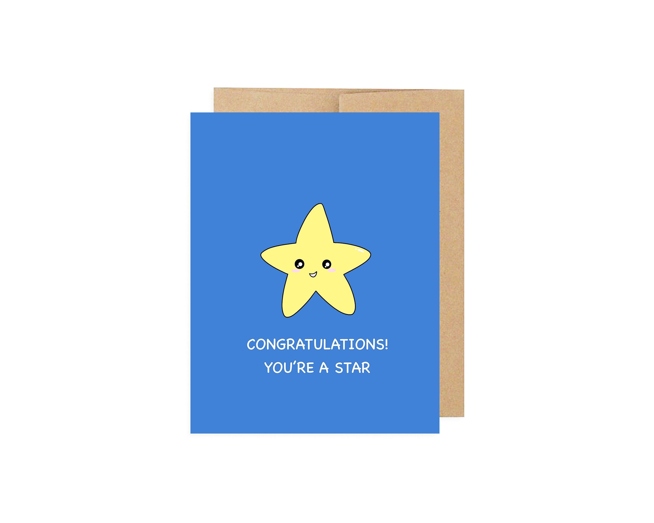 Congratulations! You're A Star | Gold Star Encouragement New Job Graduation University Achievement Award Good Job Cute Congratulatory Card 
