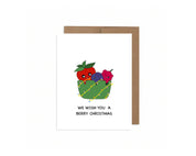 We Wish You A Berry Christmas | Cute Fruit Christmas Card Funny Seasons Greetings Strawberry Blueberry Raspberry Holiday Gift | Angel + Hare
