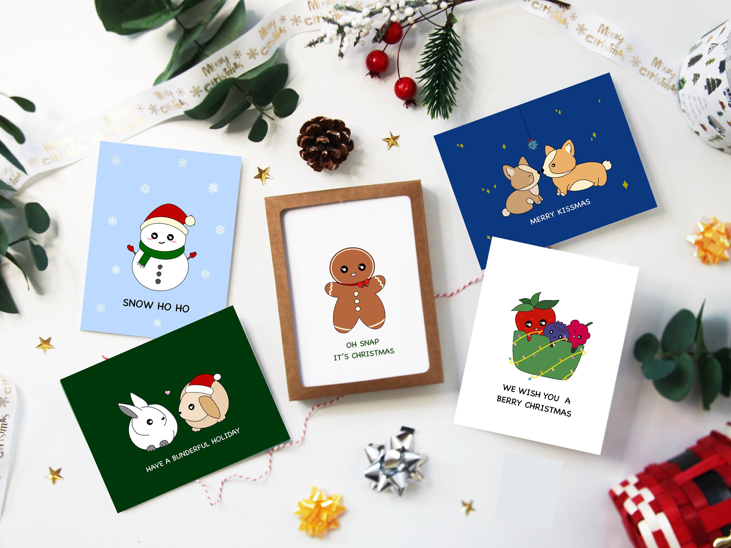 We Wish You A Berry Christmas | Cute Fruit Christmas Card Funny Seasons Greetings Strawberry Blueberry Raspberry Holiday Gift | Angel + Hare