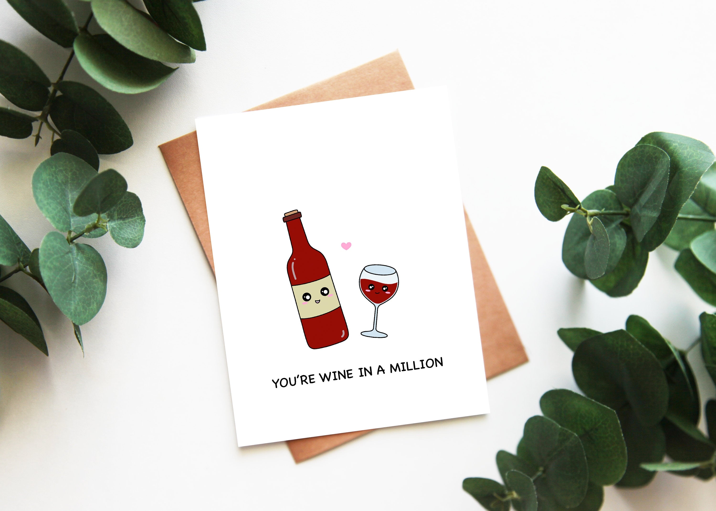 You're Wine In A Million | Valentines Day Card Funny Wine Lovers Anniversary Winery Alcohol Drinks Red Wine Greeting Card | Angel + Hare