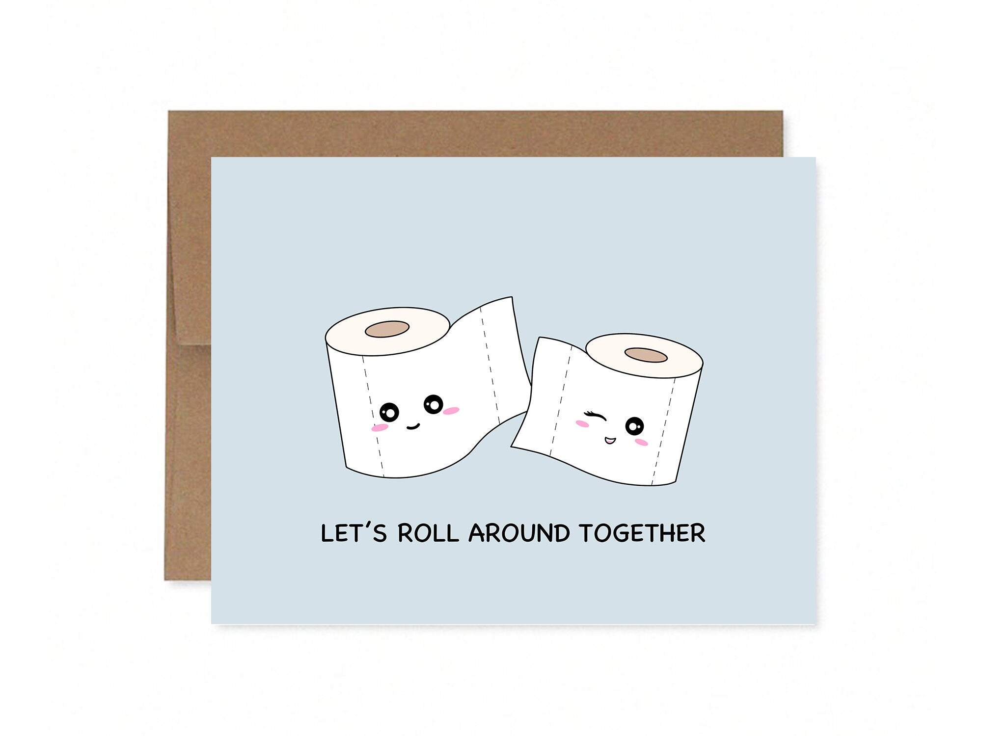 Let's Roll Around Together | Funny Valentine's Card Toilet Paper Naughty Vday Anniversary Cheeky Humour For Husband Wife | Angel + Hare