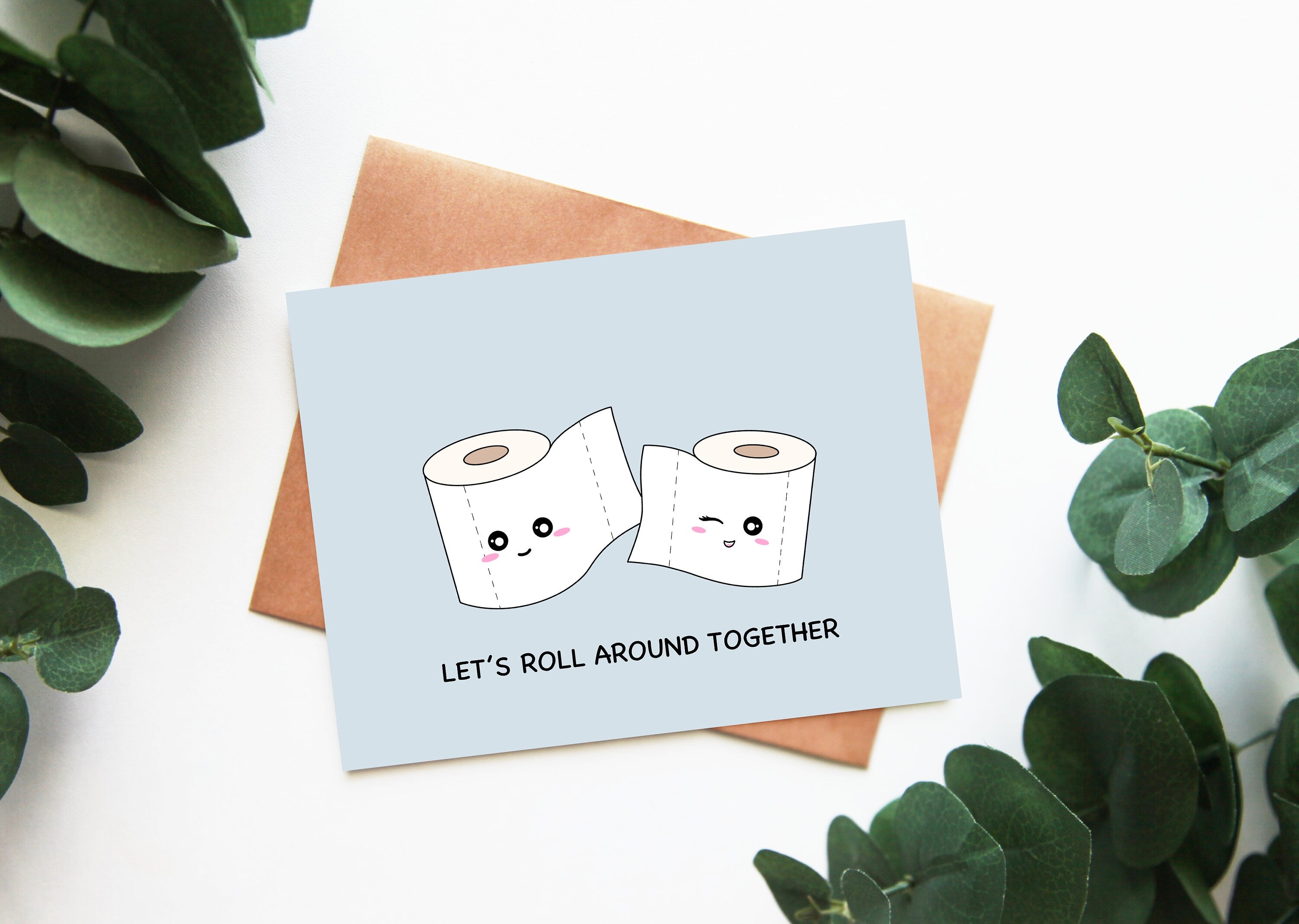 Let's Roll Around Together | Funny Valentine's Card Toilet Paper Naughty Vday Anniversary Cheeky Humour For Husband Wife | Angel + Hare