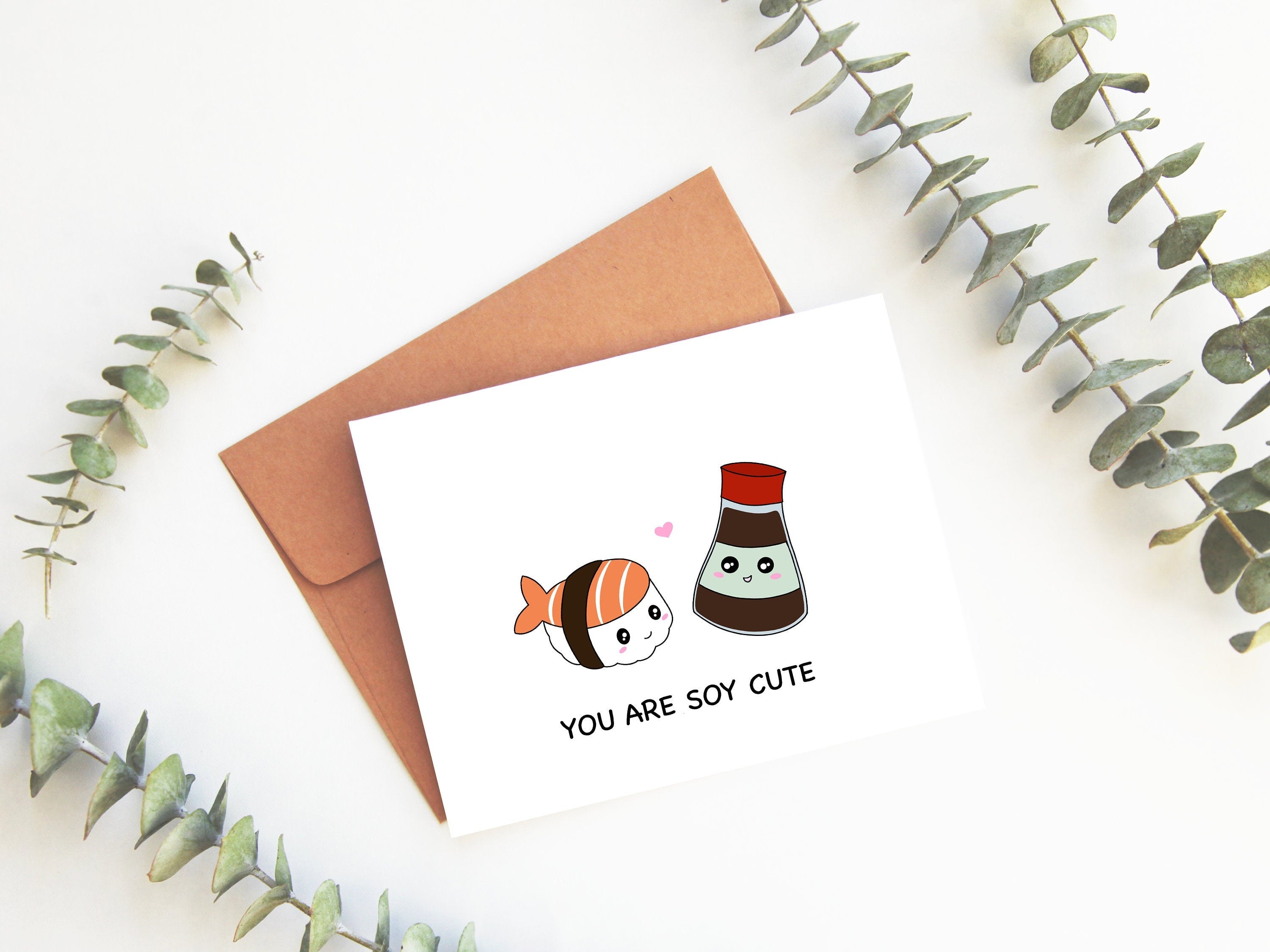 You Are Soy Cute | Valentine's Day Card Funny Love Sushi Soy Sauce Punny Greeting Card Anniversary Love Friendship Cute Sushi | Angel + Hare