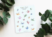 Origami Paper Cranes Sticker Sheet | Clear Pastel Frosted Matte Pretty Journal Cute Planner Transparent Stickers Japanese Paper Folding