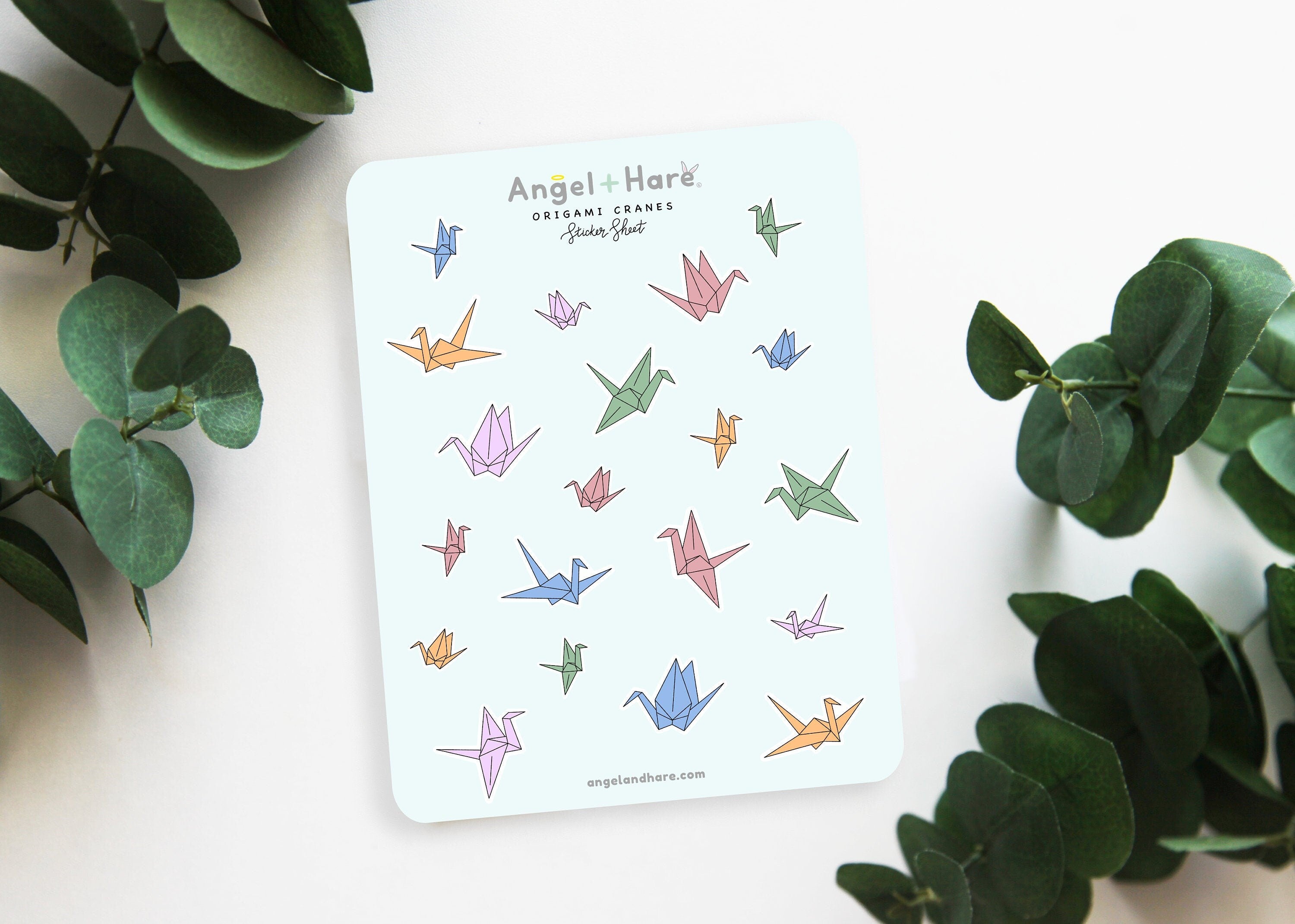 Origami Paper Cranes Sticker Sheet | Clear Pastel Frosted Matte Pretty Journal Cute Planner Transparent Stickers Japanese Paper Folding