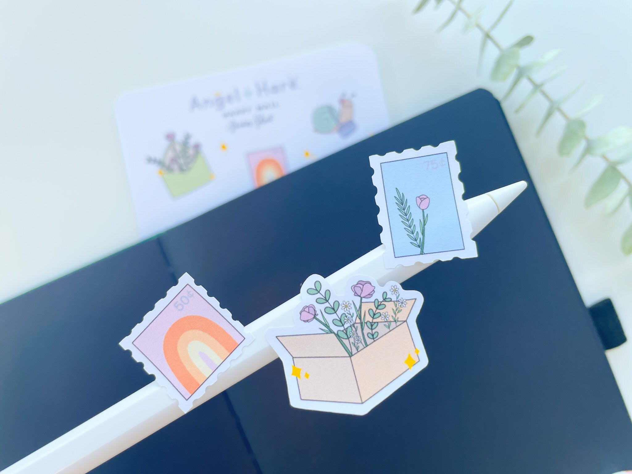 Happy Mail Sticker Sheet | Snail Mail Delivery Stickers Cute Botanical Flowers Spring Florals Matte Pretty Journal Aesthetic Stamp Stickers
