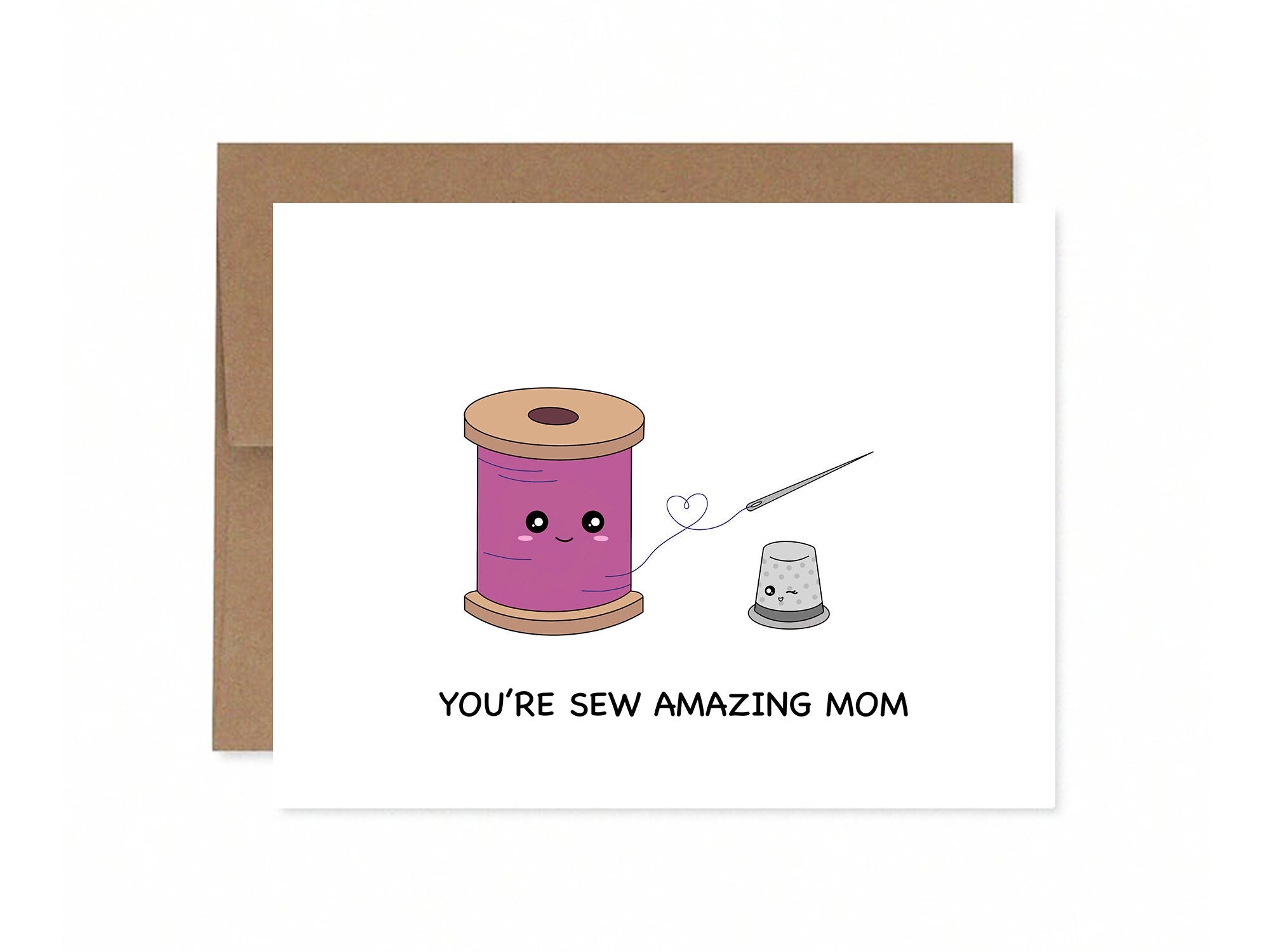 You&#39;re Sew Amazing Mom | Cute Mom Appreciation Card For Mothers Day Mum Heart Funny Pun Sewing Needle Thread Seamstress Love | Angel + Hare