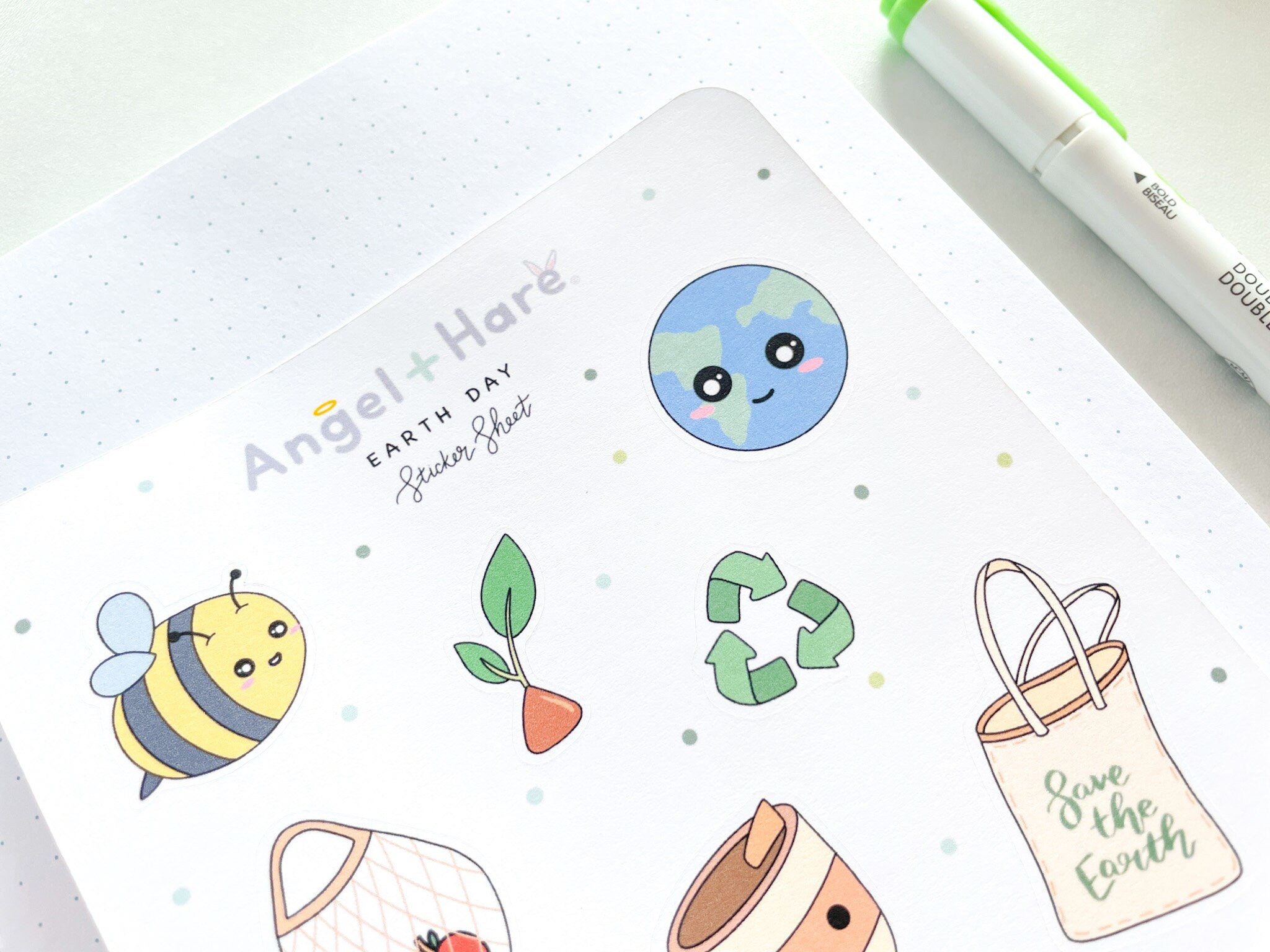 Earth Day Sticker Sheet | Eco Friendly Plant A Tree Planner Journal Stickers Save Bees Turtles Cute Environmental Climate Change Stickers