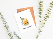 Hoppy Birthday | Beer Birthday Card Party Hat Cute Drinks Card Beer Pint Alcohol Stein Mug Punny Celebration Greeting Card | Angel + Hare