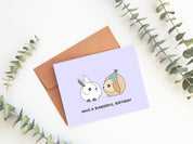 Have A Bunderful Birthday | Cute Birthday Card Bunny Rabbits Bday Party Funny Pun Greeting Card Pair of Bunnies Kawaii Card | Angel + Hare