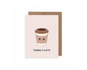 Thanks A Latte | Cute Thank You Card Coffee Cup Thanks A Lot Gratitude Greeting For Work Employee Boss Teacher Friend | Angel + Hare