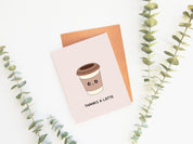 Thanks A Latte | Cute Thank You Card Coffee Cup Thanks A Lot Gratitude Greeting For Work Employee Boss Teacher Friend | Angel + Hare
