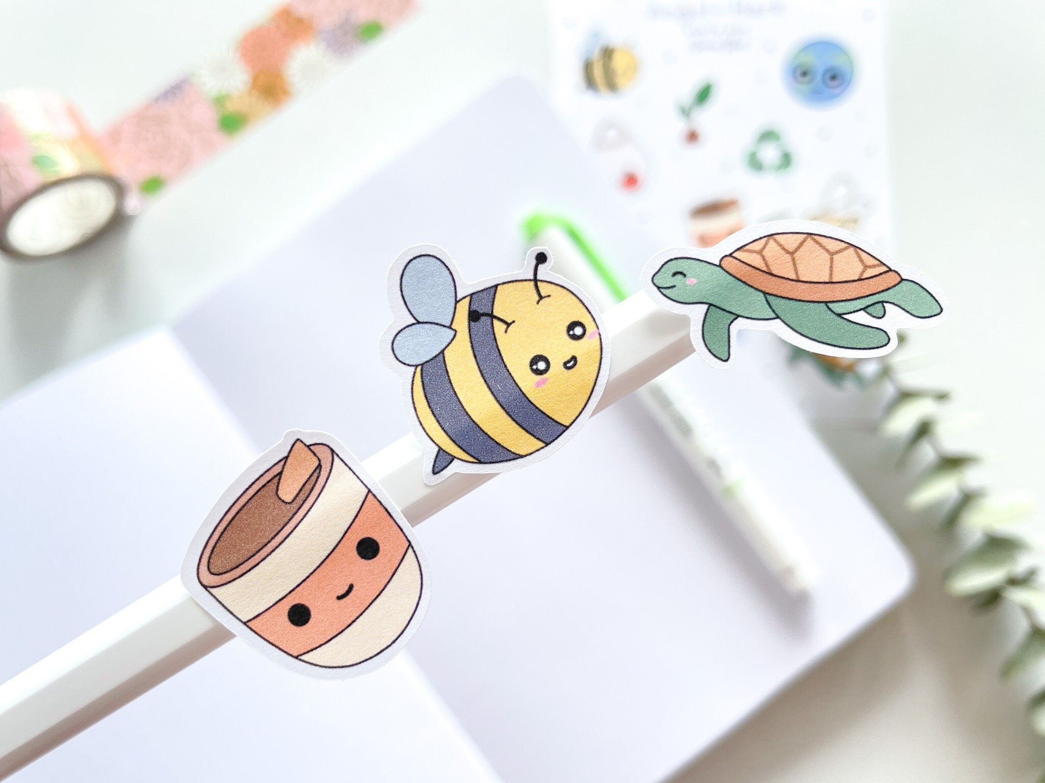 Earth Day Sticker Sheet | Eco Friendly Plant A Tree Planner Journal Stickers Save Bees Turtles Cute Environmental Climate Change Stickers