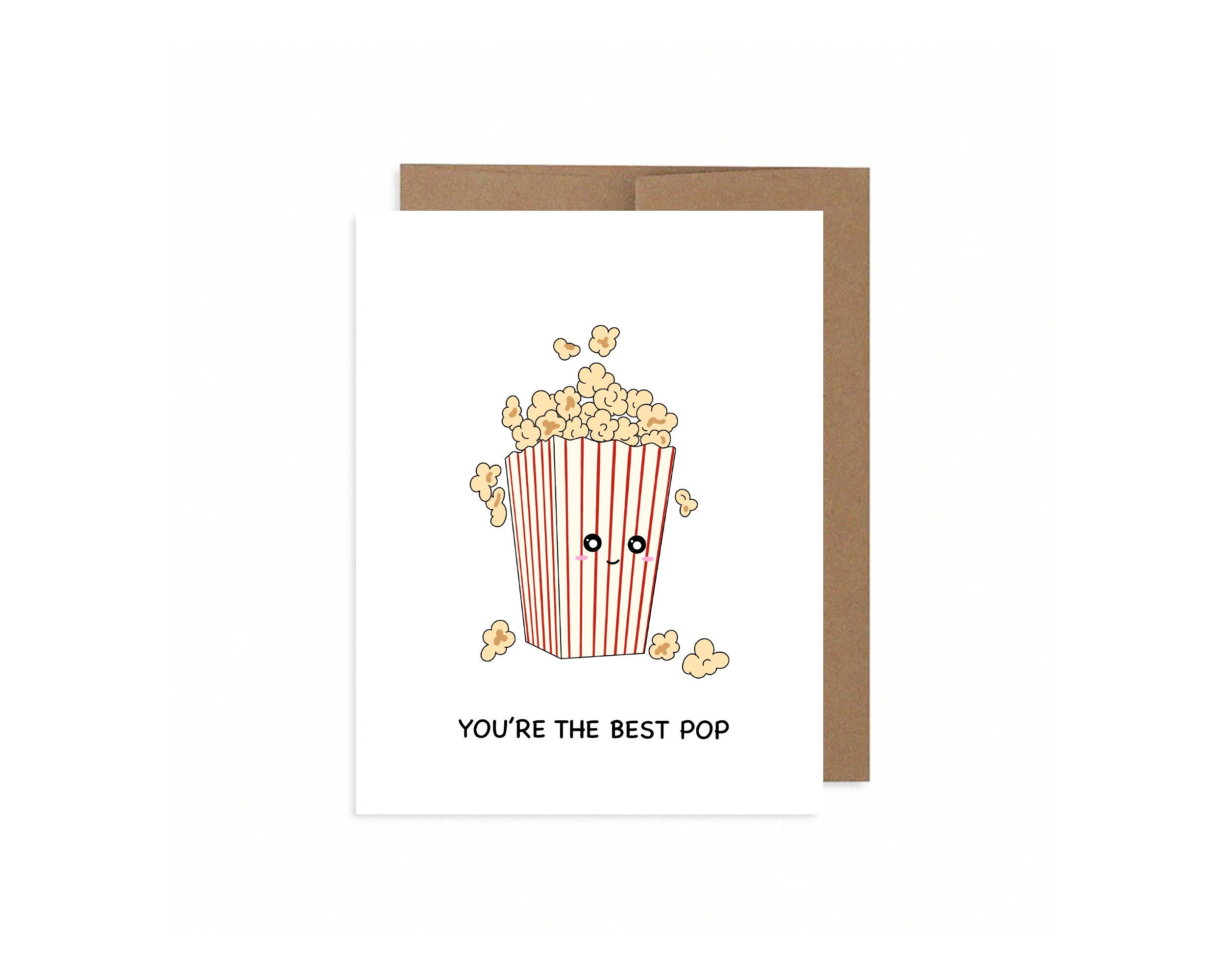You're The Best Pop | Fathers Day Card Funny Cute For Dad Grandpa Papa Popcorn Movie Night Pun #1 Best Dad Good Pun Card | Angel + Hare