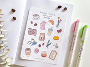 Coffee Shop Sticker Sheet | Cute Cafe Stickers Coffee Break Bakery Food Latte Breakfast Deco Pretty Journal Stickers Cozy Coffee Theme