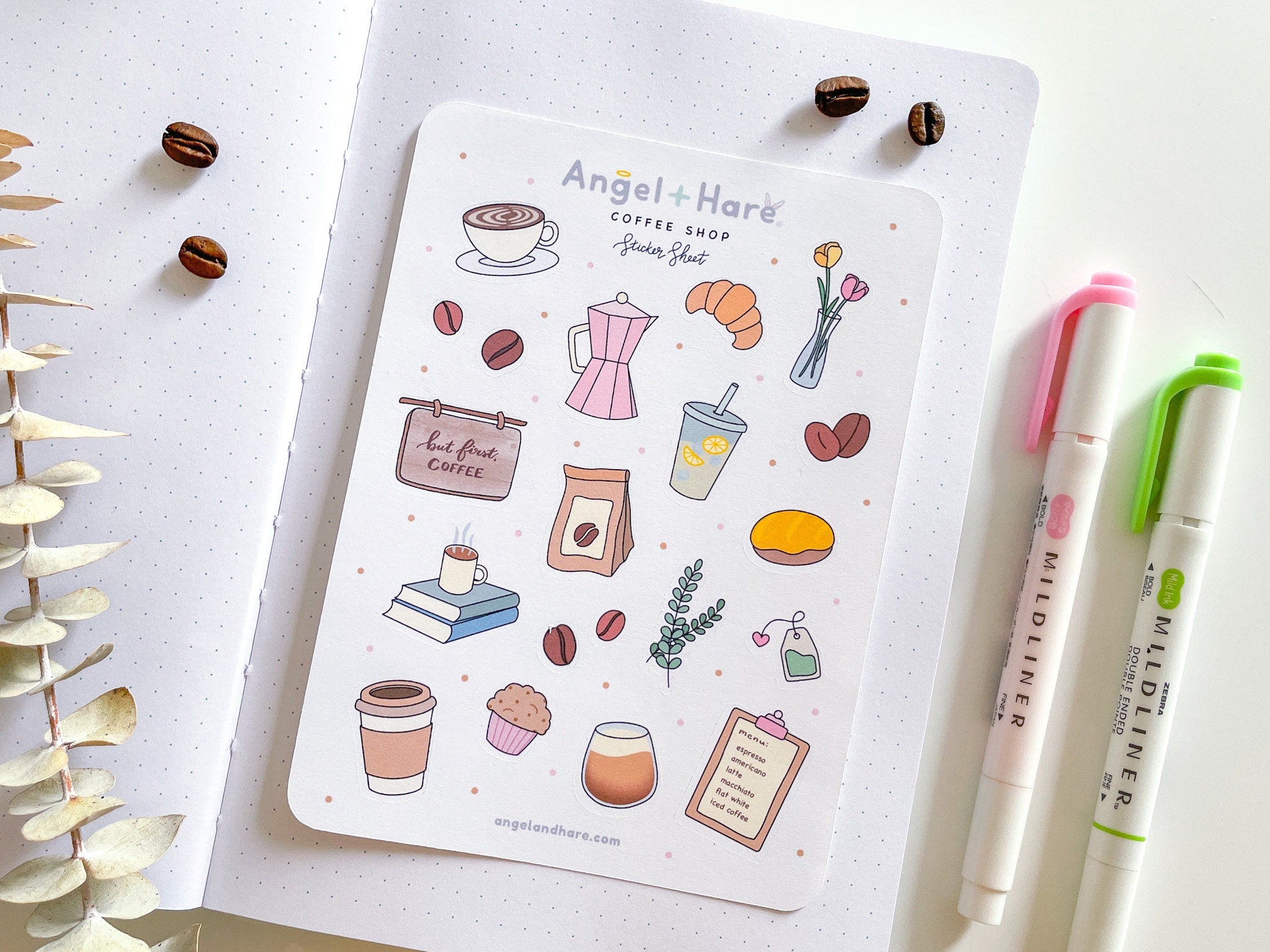 Coffee Shop Sticker Sheet | Cute Cafe Stickers Coffee Break Bakery Food Latte Breakfast Deco Pretty Journal Stickers Cozy Coffee Theme