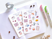 Coffee Shop Sticker Sheet | Cute Cafe Stickers Coffee Break Bakery Food Latte Breakfast Deco Pretty Journal Stickers Cozy Coffee Theme