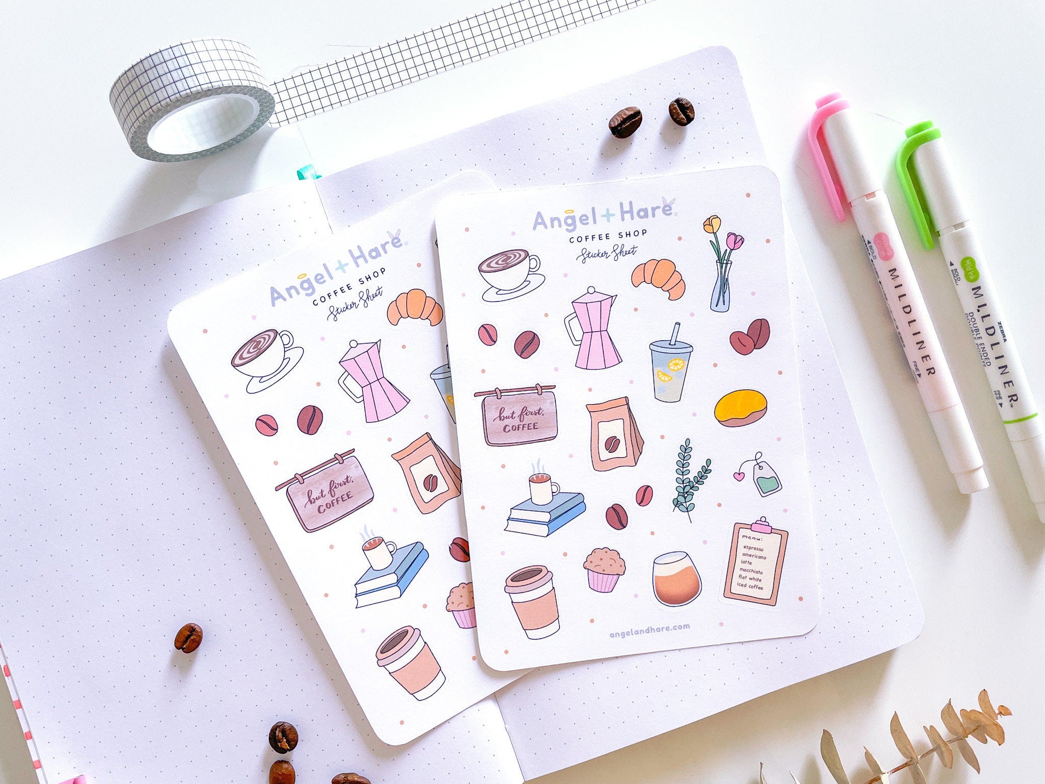 Coffee Shop Sticker Sheet | Cute Cafe Stickers Coffee Break Bakery Food Latte Breakfast Deco Pretty Journal Stickers Cozy Coffee Theme
