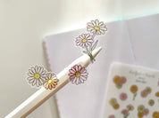 Daisy Sticker Sheet | Clear Frosted Matte Stickers Pretty Daisies Botanical Flowers Cute Planner Journal Deco Line Drawing Spring Season