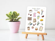 Coffee Shop Sticker Sheet | Cute Cafe Stickers Coffee Break Bakery Food Latte Breakfast Deco Pretty Journal Stickers Cozy Coffee Theme