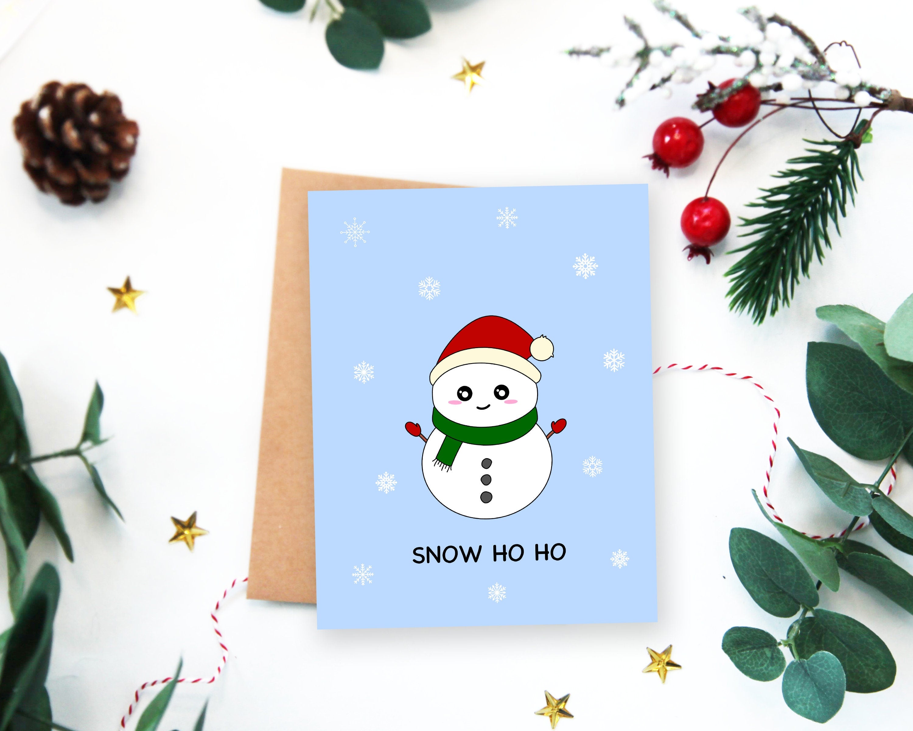 Christmas Cards Boxed Set | Holiday Variety Pack of 5 Cute and Punny Seasonal Greeting Cards Funny Christmas Gift Puns Xmas Cards