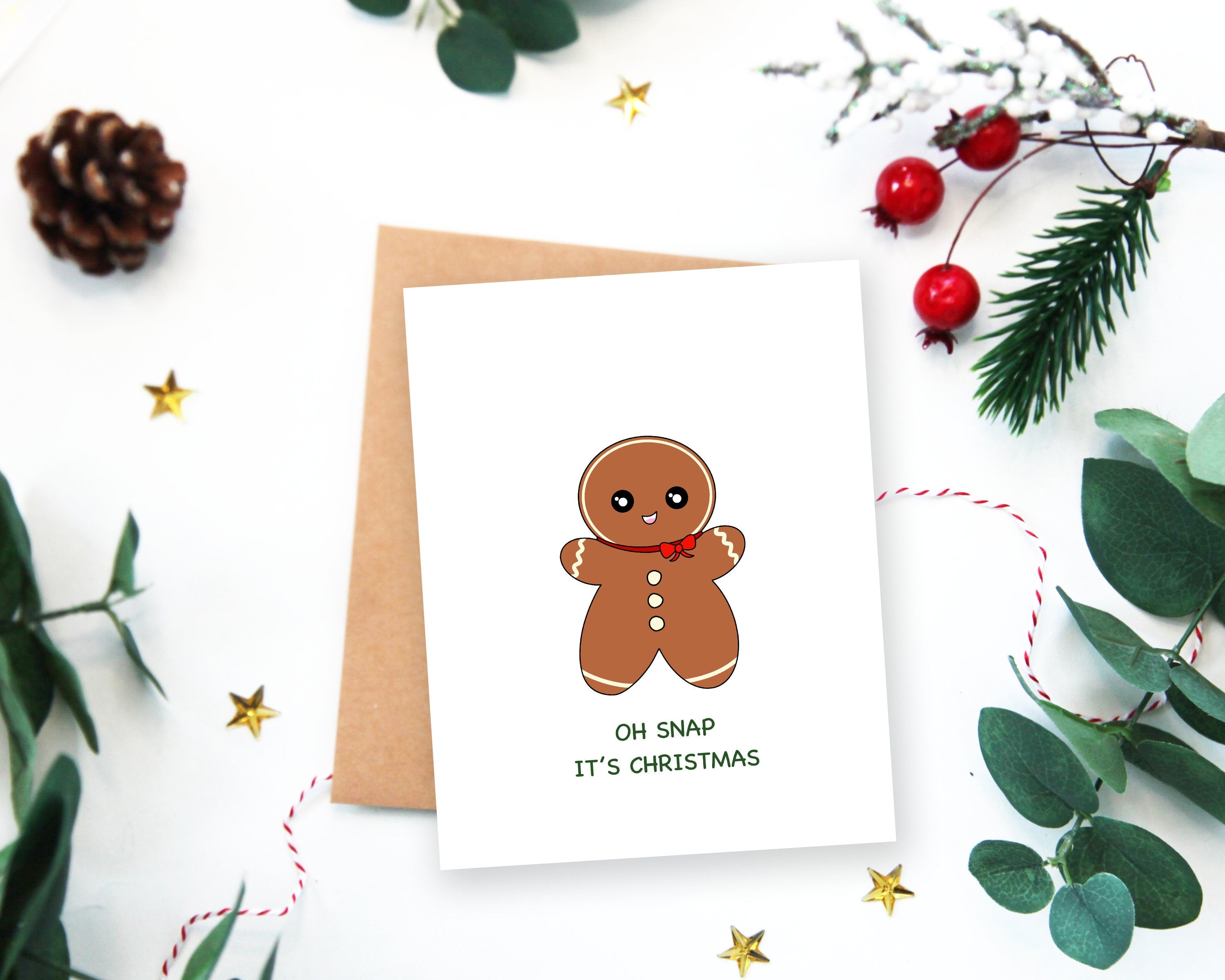 Christmas Cards Boxed Set | Holiday Variety Pack of 5 Cute and Punny Seasonal Greeting Cards Funny Christmas Gift Puns Xmas Cards