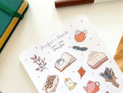 Cozy Time Sticker Sheet | Warm Fall Days Autumn Vibes Hygge Cottagecore Aesthetic Flower Leaves Vintage Bullet Journal Planner Deco Stickers