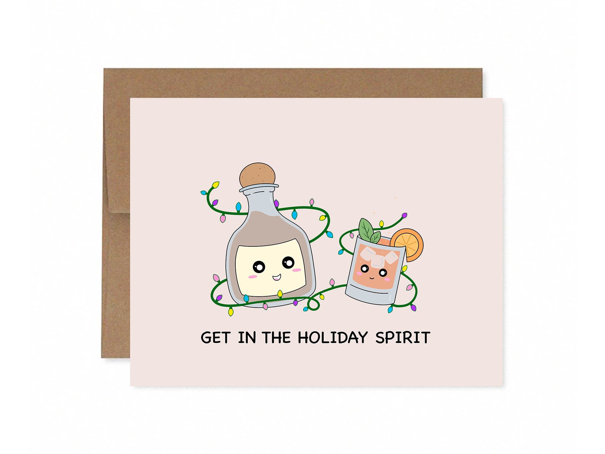 Get In The Holiday Spirit | Christmas Card Holiday Party Alcohol Tequila Gift Xmas Lights Cute Christmas Drinks Funny Festive Greeting Card