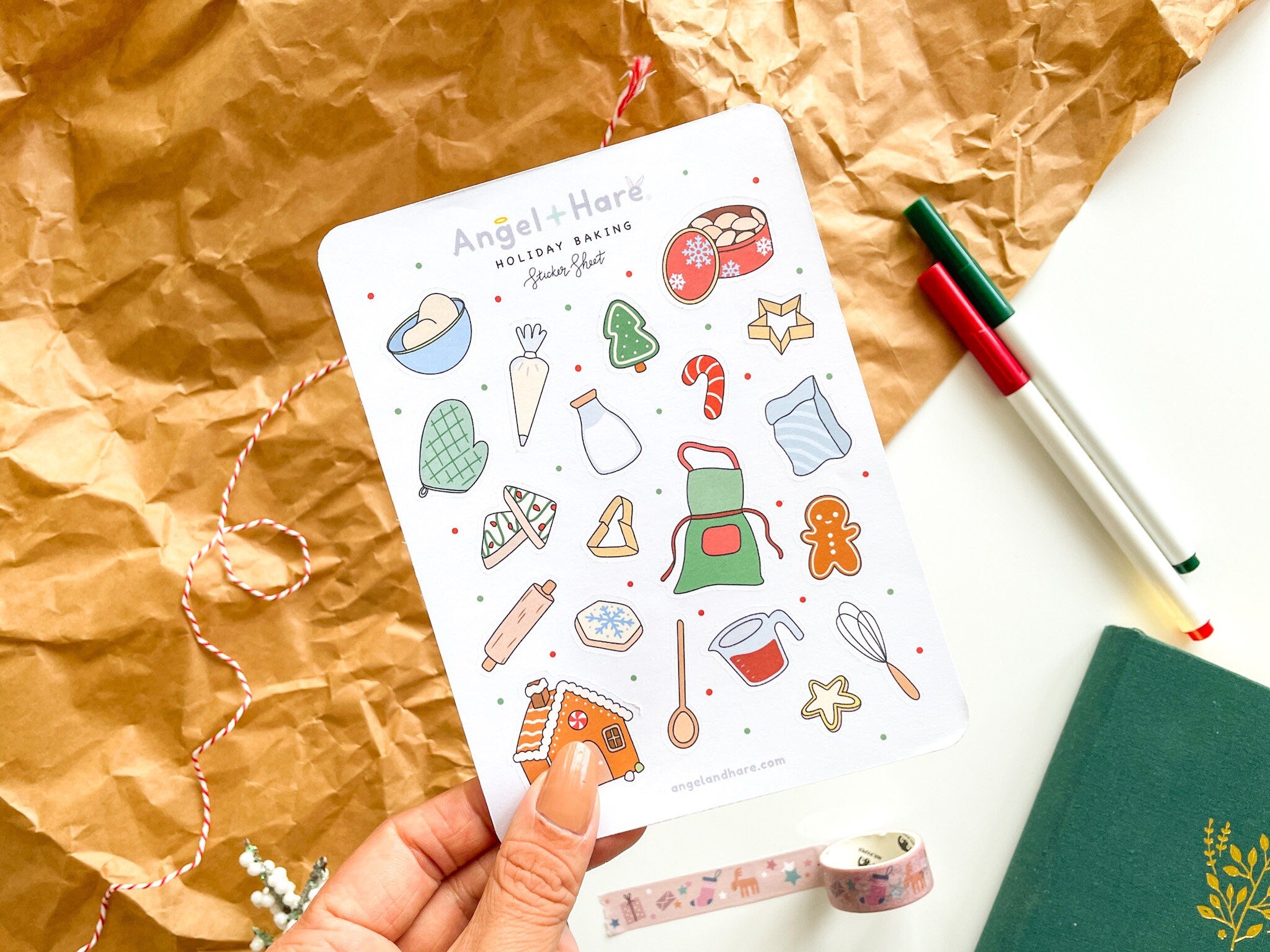 Holiday Baking Sticker Sheet | Christmas Baked Goods Festive Holiday Cookies Gingerbread Winter Stickers For Gifts Planner Bullet Journal