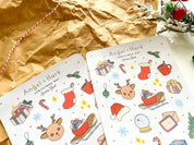 Christmas Day Sticker Sheet | Cute Xmas Stickers Holiday Santa Sleigh Reindeer Gift Presents Festive Bullet Journal Planner Winter Sparkles
