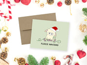 Fleece Navidad | Merry Christmas Spanish Holiday Card Cute Sheep Funny Xmas Greeting Card Lamb Wool Pun Feliz Navidad Kawaii Animal Card