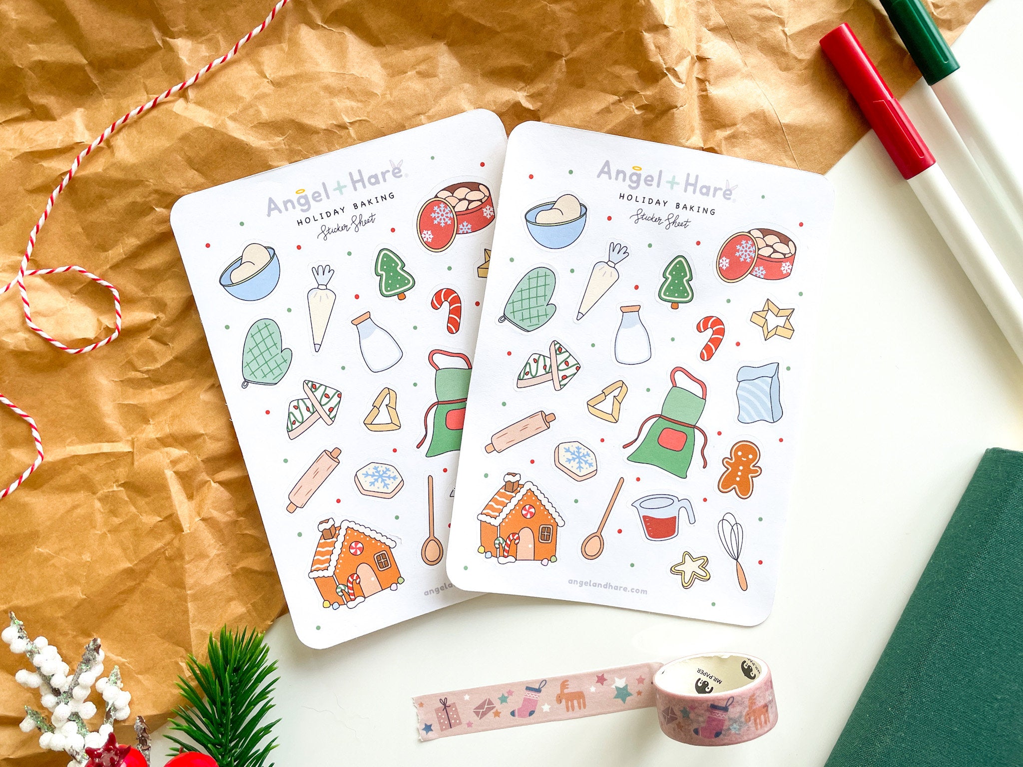 Holiday Baking Sticker Sheet | Christmas Baked Goods Festive Holiday Cookies Gingerbread Winter Stickers For Gifts Planner Bullet Journal