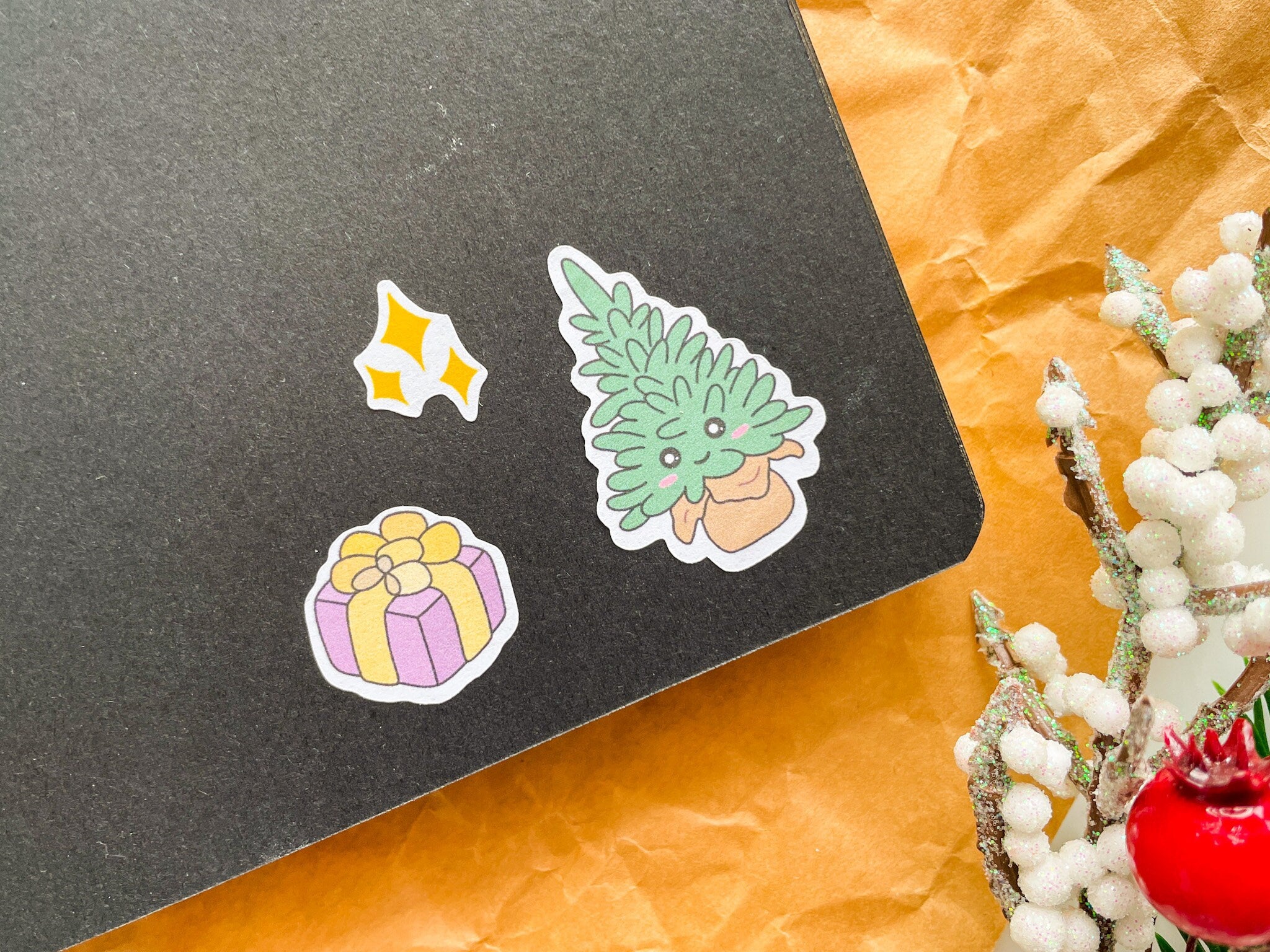 Christmas Day Sticker Sheet | Cute Xmas Stickers Holiday Santa Sleigh Reindeer Gift Presents Festive Bullet Journal Planner Winter Sparkles