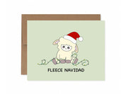 Fleece Navidad | Merry Christmas Spanish Holiday Card Cute Sheep Funny Xmas Greeting Card Lamb Wool Pun Feliz Navidad Kawaii Animal Card